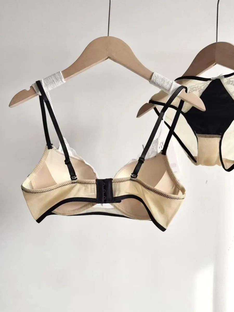 French Lace Bra Set for Women Push up Lift Gathering Double Cup Soft Comfort Small Bust Enhancer Daily Wear Lingerie Set — image 3
