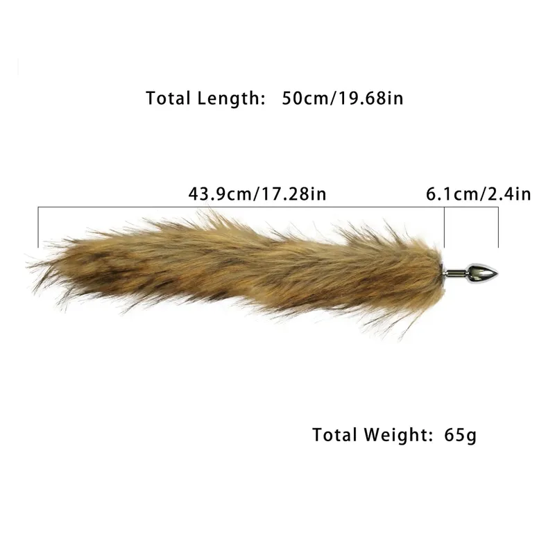 Metal Anal Plug with Long Fluffy Tail – Fox Tail Butt Plug for Cosplay Role Play BDSM Adult Toy