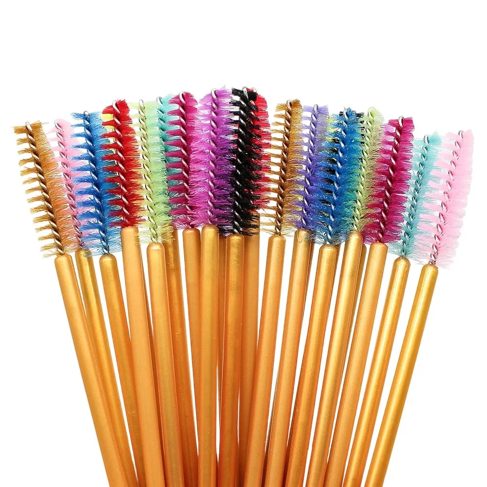 50Pcs Disposable Eyelash Makeup Brush Mascara Wands Gold Mini Eye Lash Brushes Short Eyebrow Comb Eyelashes Extension Tool — image 2