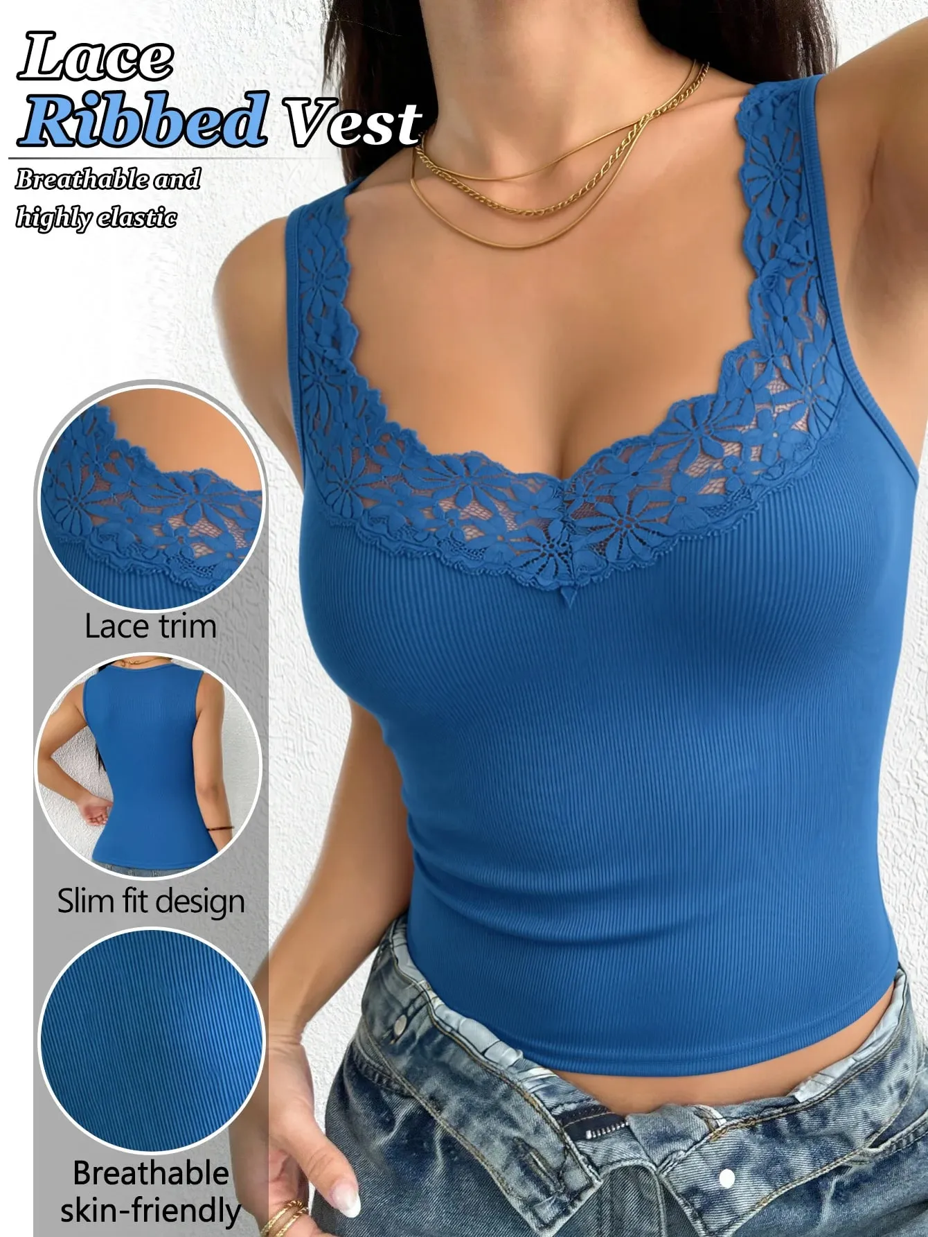 Women's Lace Camisole for Spring & Summer Sleeveless Top to Hide Underarm Bulges Suitable for Inner & Outer Wear All Year Roun — image 6