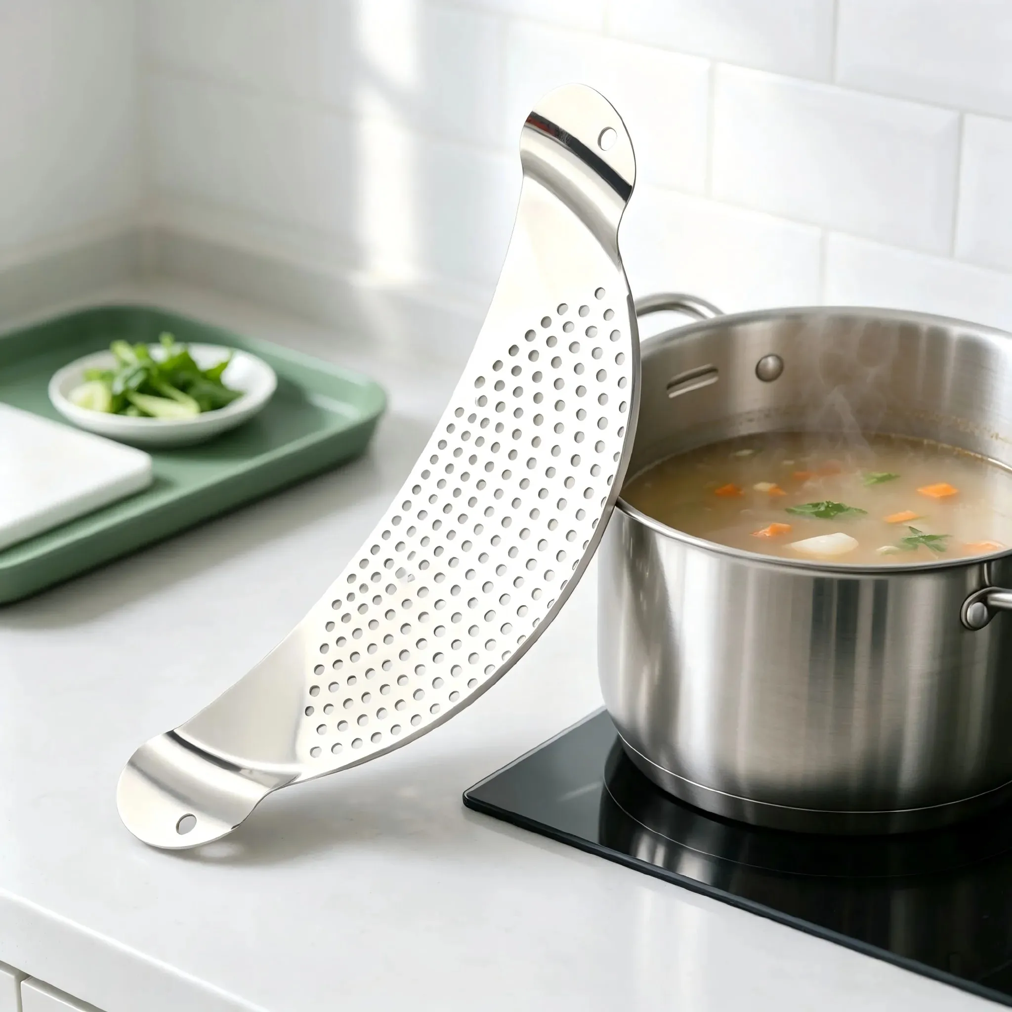 1/2Pcs Pot Strainer Set Stainless Steel Universal Fit Dishwasher Safe Colander for Fruit Veggie Pasta Home Kitchen Cooking