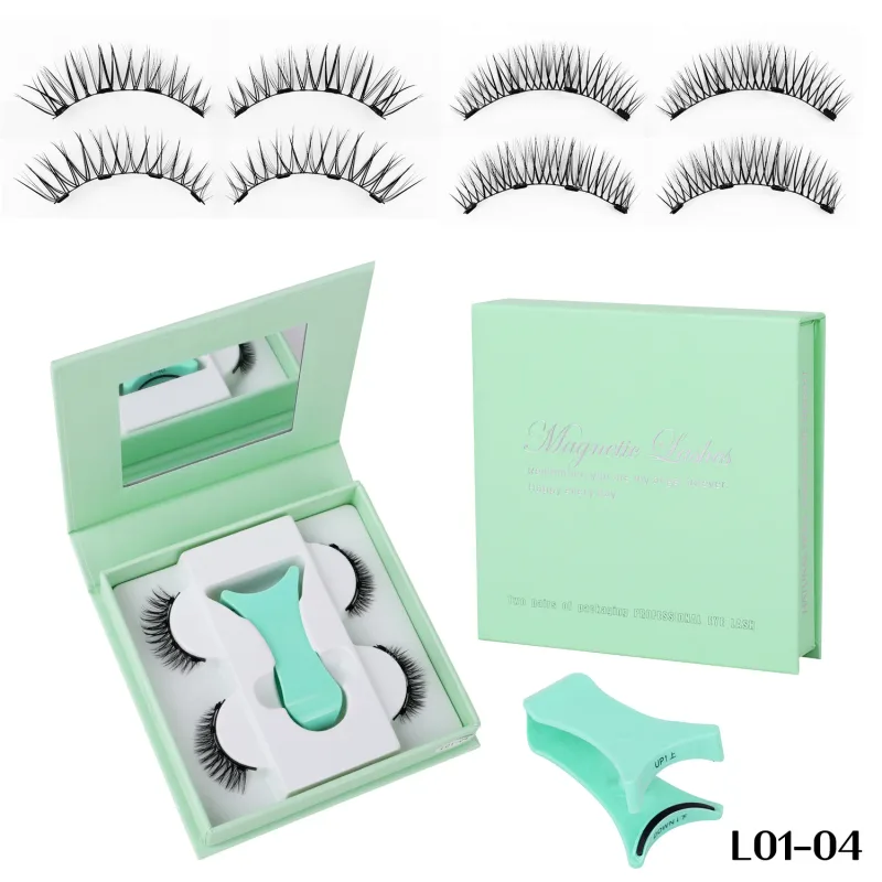 2 Pairs Magnetic False Lashes Natural Wispy Magnetic Eyelashes Portable All-in-one Case Reusable No Glue Eye Lashes Customized