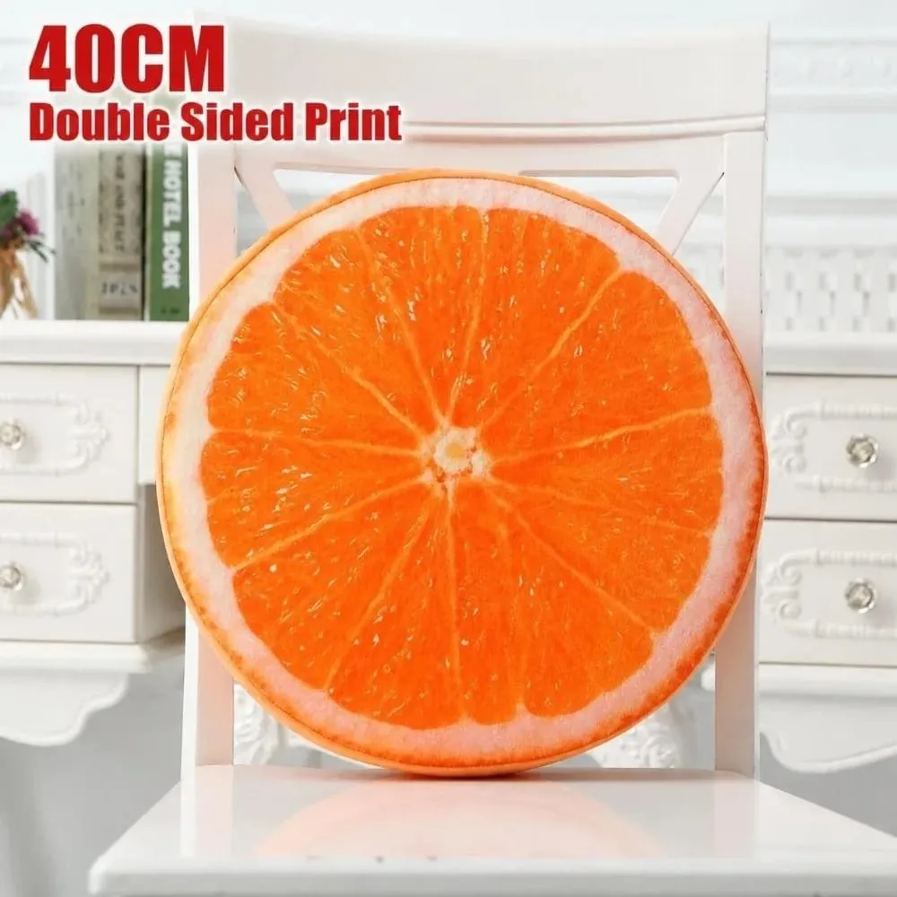 Creative Round Fruit Pillow Fruit Slice Print Plush Fabric Seat Cushion Simulation Stuffed Inner Plush Pillow Sofa Decor — image 9