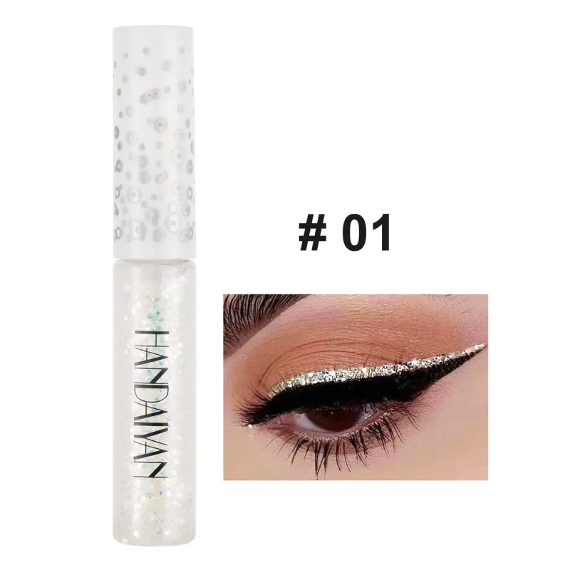 12 Colors Shiny Eye Liners Pigment Silver Rose Gold Color Glitter Liquid Eyeliner Metallic Colorful Makeup For Women