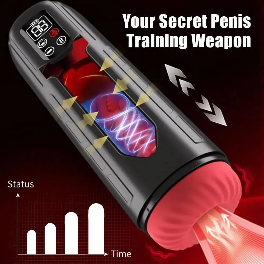 Male Masturbator Penis Pump with 9 Sucking Thrusting Heating Modes Stroker Blowiob Machine LCD Display Adult Sex Toy for Men