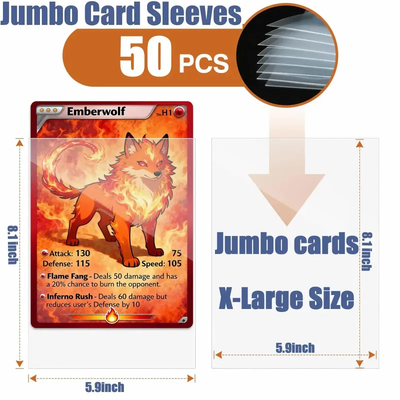 Jumbo Cards Sleeves L Xl Large Size Transparent Card Holder Protector For Tcg Mtg Game Sport Cards Oversized Trading Card Photo — image 9