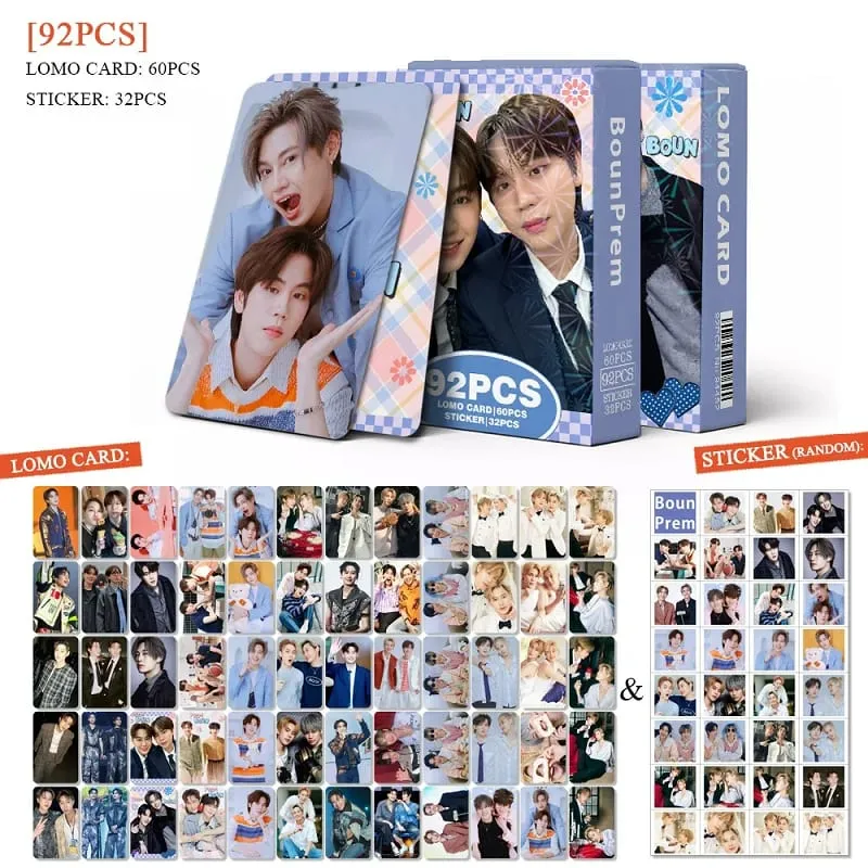 92Pcs BounPrem Thai Star CP Lomo Cards with Decorative Stickers HD Printing Photo Cards Perfect Gift for BL Drama Fans — image 2