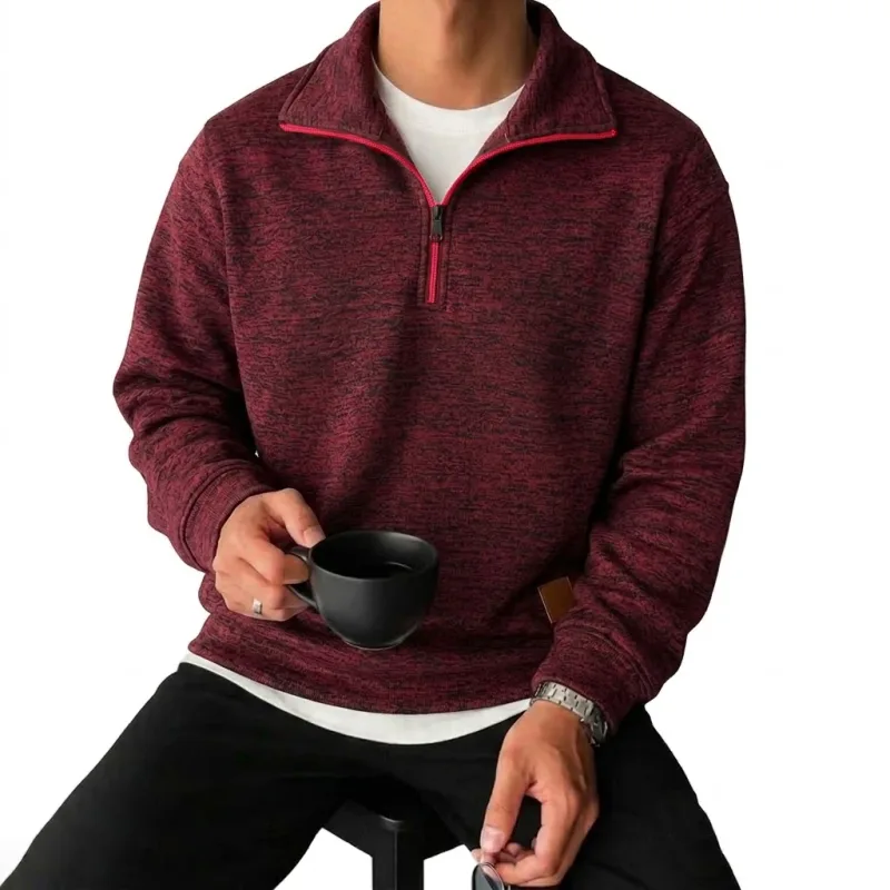 Men's Long Sleeve Half Zipper Sweatshirts Solid Pullover Luxury Zip Up Hoodies Casual Mens Coats Gym Man Quarter Zip Poleron — image 8