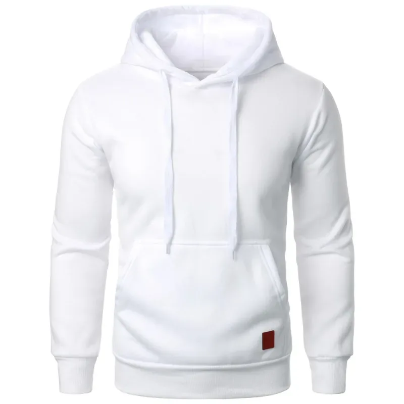 Lelaki Kasual Hooded Collar Drawstring Hoodies Baju Kemeja Lengan Panjang Luaran Streetwear Warna Pejal Pullover Ringan