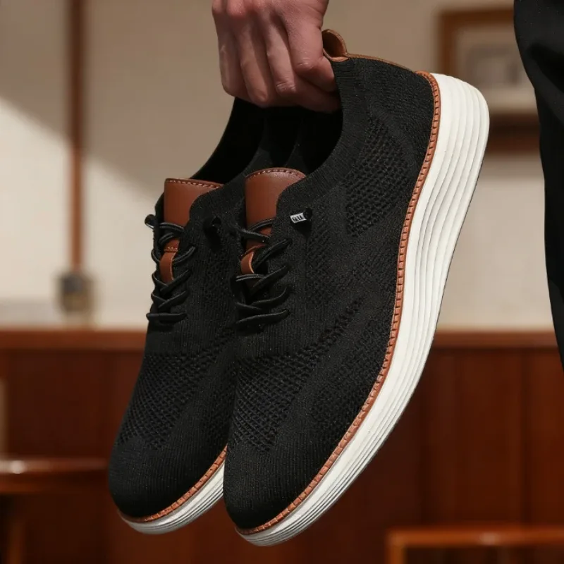 Männer Casual Wanderschuhe Atmungsaktive Mesh Stricken Turnschuhe Heißer Verkauf Bestseller Leichte, Nicht-slip Flache Spitze Up Laufschuhe männer