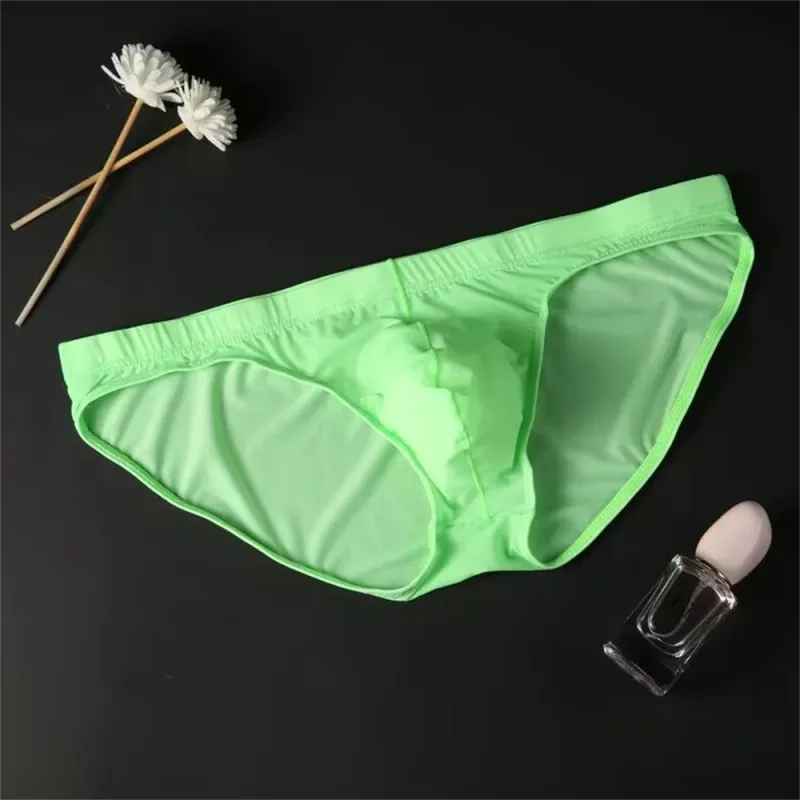 Plus Size M-4XL Man Ice Silk U Pouch Briefs Low Waist Translucent Nylon Underwear One-piece Sexy Ultra-thin Male Underpants — image 20