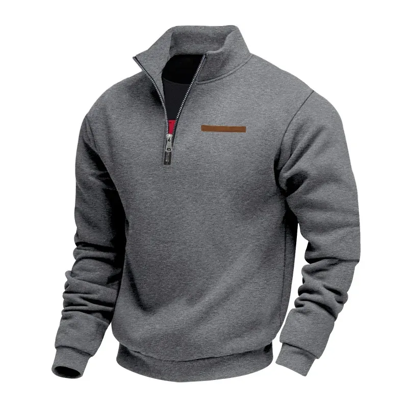 American autumn and winter heavy fleece long-sleeved men's sweater half zipper loose stand-up collar pullover men's sweater