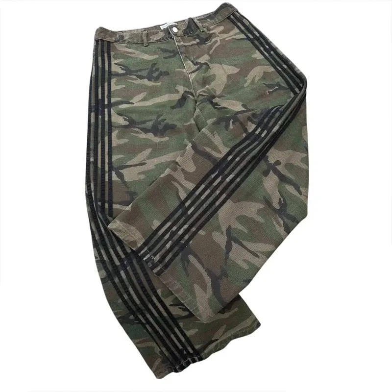 Y2K Baggy Jeans Retro Men's Camouflage Embroidered Striped Harajuku Sweatpants Women Hip Hop Streetwear Camo Wide Leg Denim Pant