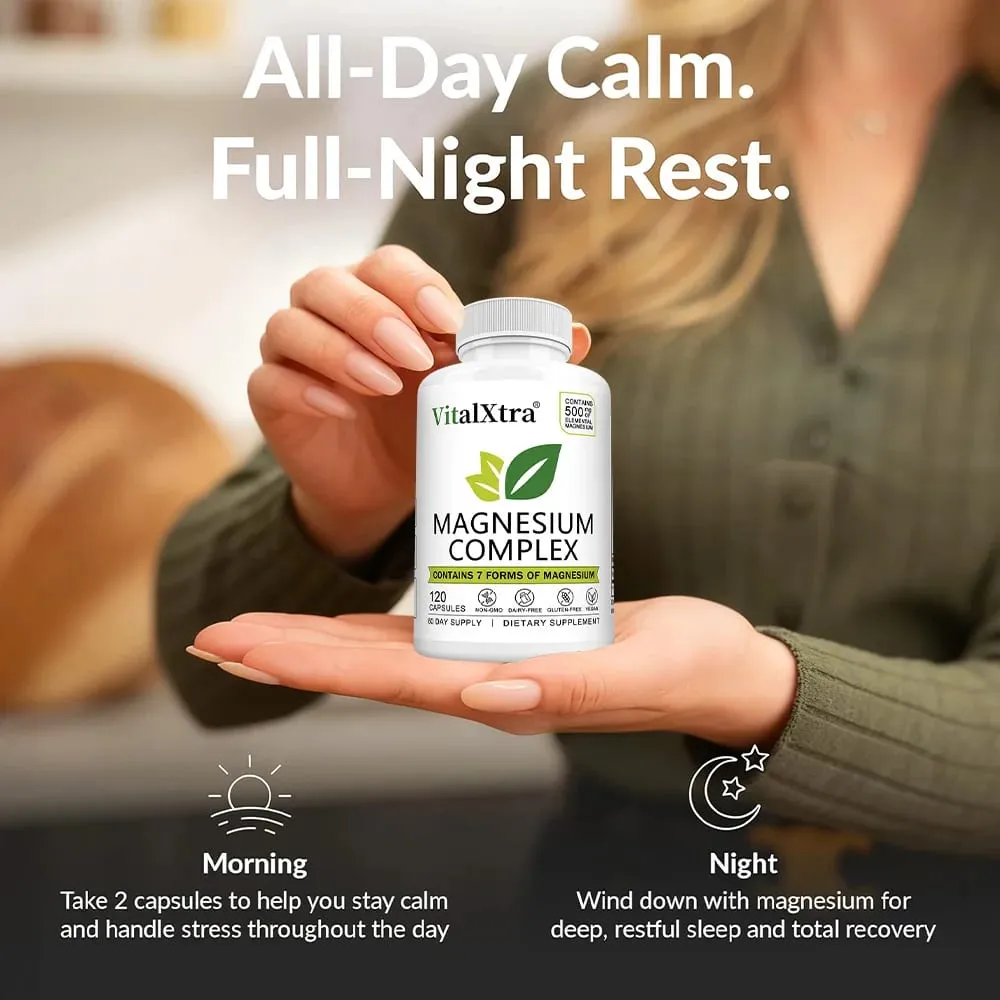 Magnesium Complex Supplement 7-in-1 Bisglycinate Chelate Oxide Malate Orotate Taurate Citrate Magnesium for Calm Sleep — image 6