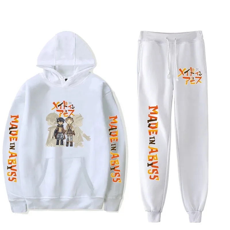 Harajuku Comfortable Made in abyss Print Sweatshirt Sweatpants Suit Men/Women Hoodies+ Trousers Suit Cute 2 Piece Set Clothes