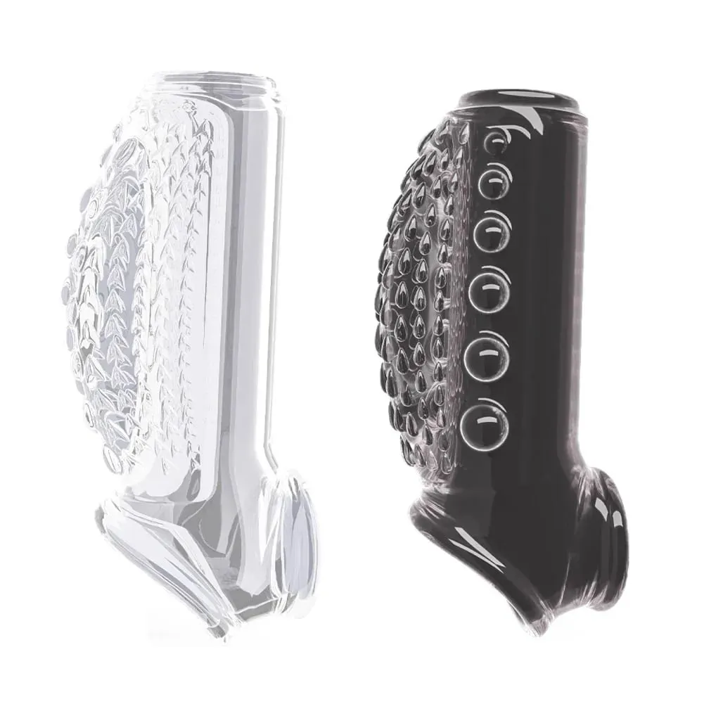 Penile Condom Male Transparent Particles Sheath Male Penis Sleeve Silicone Sex Toys Sheath Stretchable Cock Enlargement — image 6
