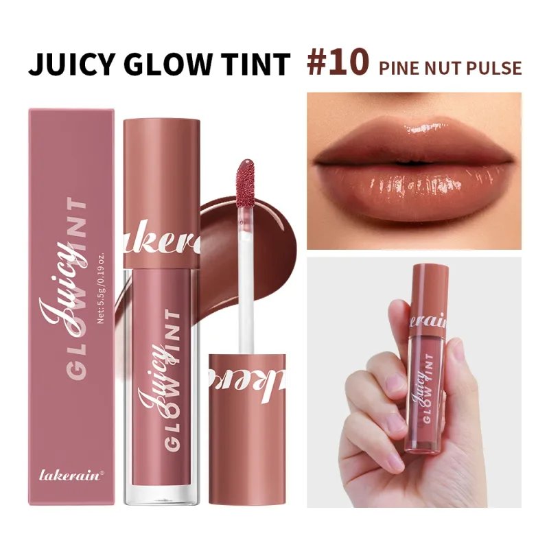 Juicy Glow Lip Tint Mirror Shine Lip Gloss Deep Hydrating Long-Lasting Dewy Moisturizing Non-Sticky High Shine Tinted Lip Makeup