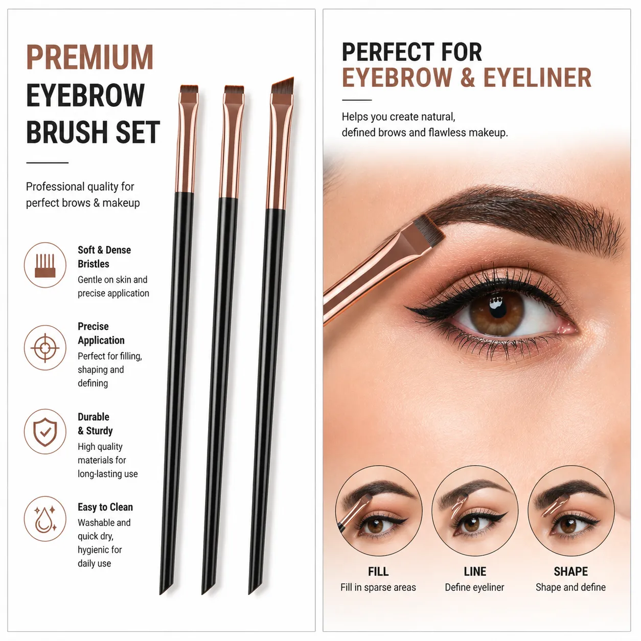 Eyeliner Brush Brow Tint Brushes Eyebrow Brushes Set Fine Angled Point Angled Slanted Tinting Ultra Thin Flat Makeup Premium Eye — image 2