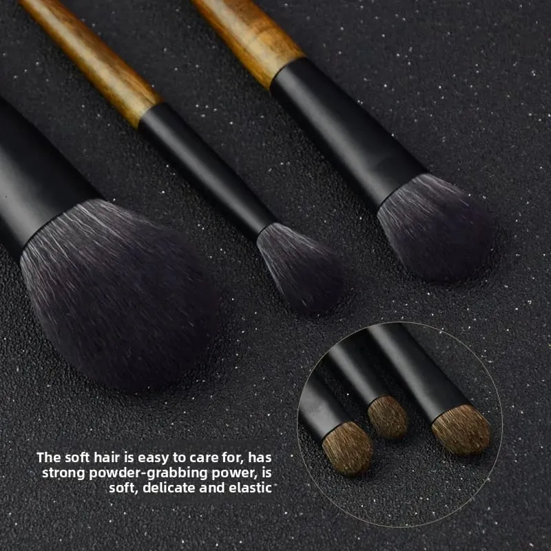 Juego de Mini brochas de maquillaje de viaje, 8 Uds., con bolsa, mango de madera, brocha cosmética para cara en polvo, iluminador con colorete, corrector, sombra de ojos