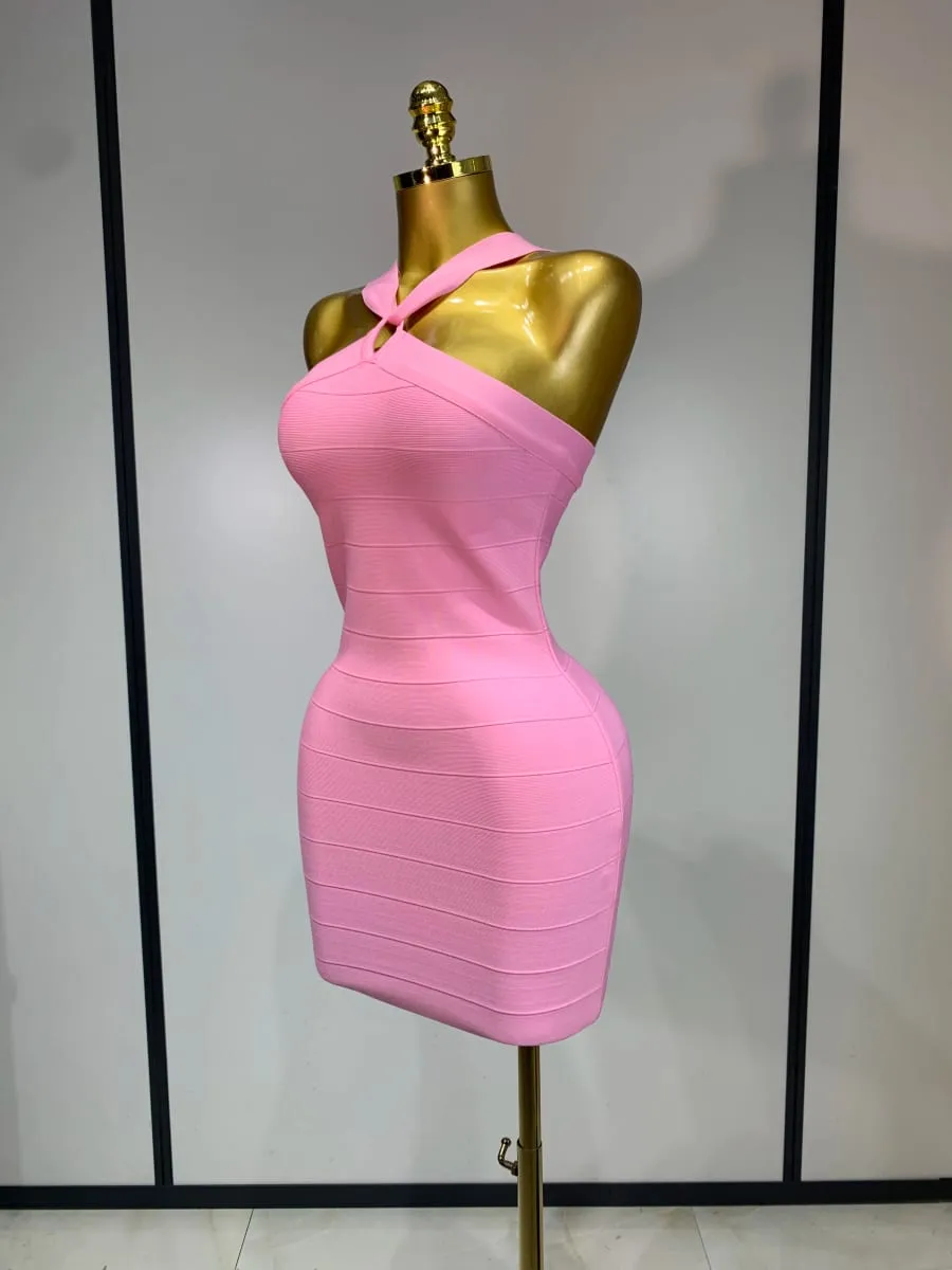 Women Sexy Backless Pink Bodycon Mini Bandage Dresses Elegant Evening Party Luxury Birthday Nightclub Cocktail Prom Gown — image 3