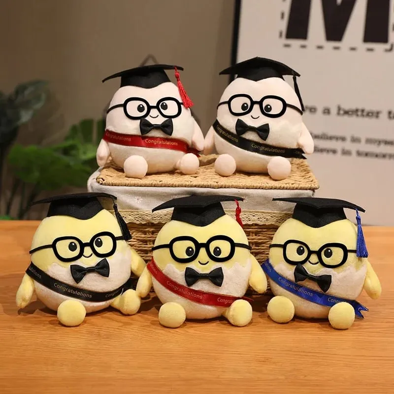 15/25cm Ribbon Humanoid Egg Plush Toy Graduation Bachelor Doctor Stuffed Plushie Kawaii Mascot Souvenir Classmate Gift — image 6