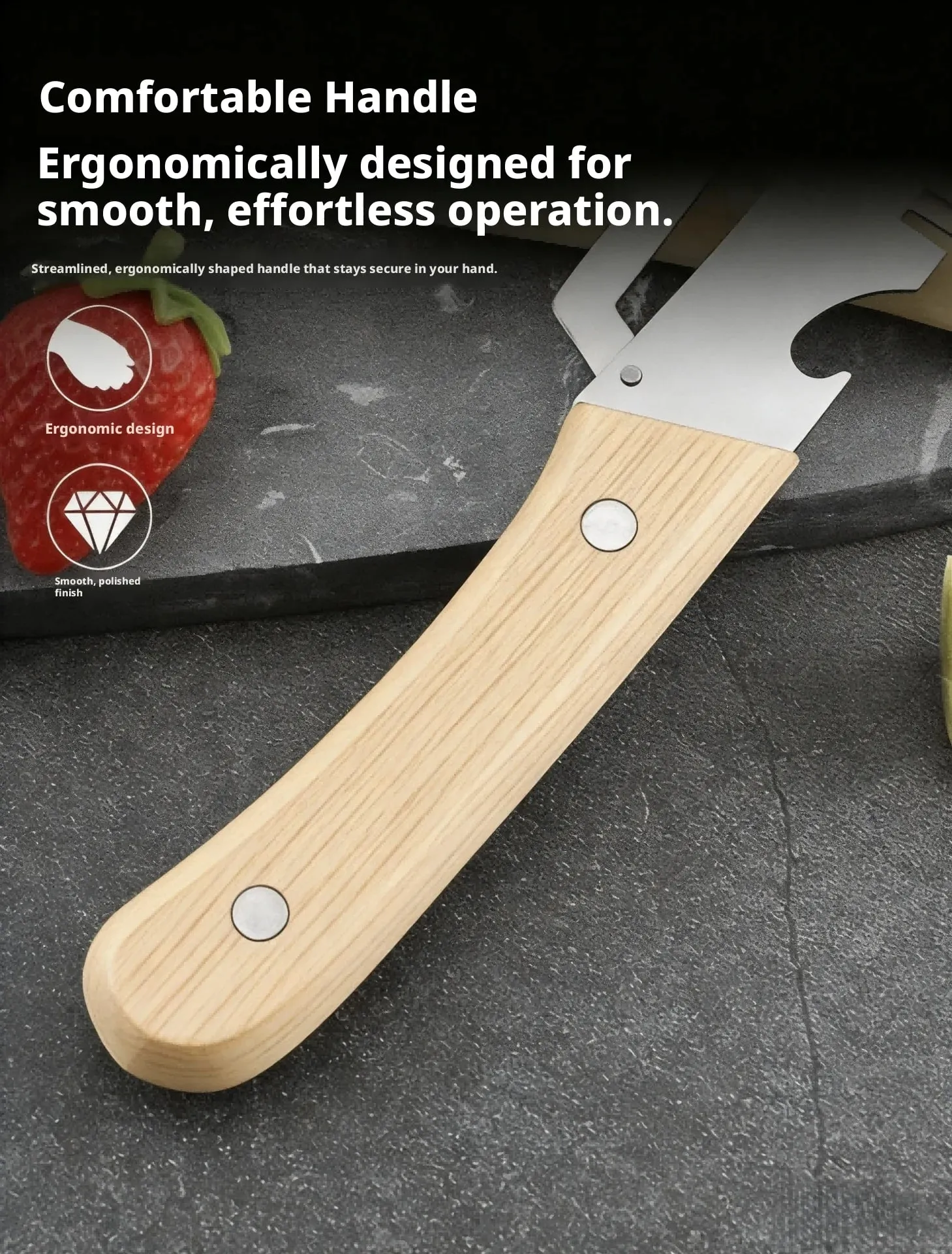 Stainless Steel Vegetable Peeler with Wooden Handle 3-in-1 Fruit Potato Peeler with Bottle Opener Kitchen Peeling Cooking Tools
