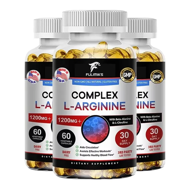 L-Arginine Nitric Oxide Supplement Helps Build Muscle and Supports Blood Flow Circulation Nutrient Delivery and Pumping
