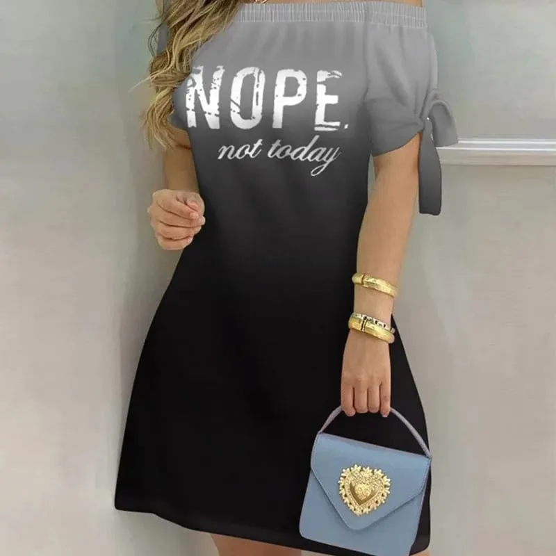 Kadınlar için açık omuzlu Mini Elbise Yaz Seksi Kısa Kollu Papyon Çizgili Çiçek Baskı Elbiseler Moda Rahat Gevşek Elbise — image 11