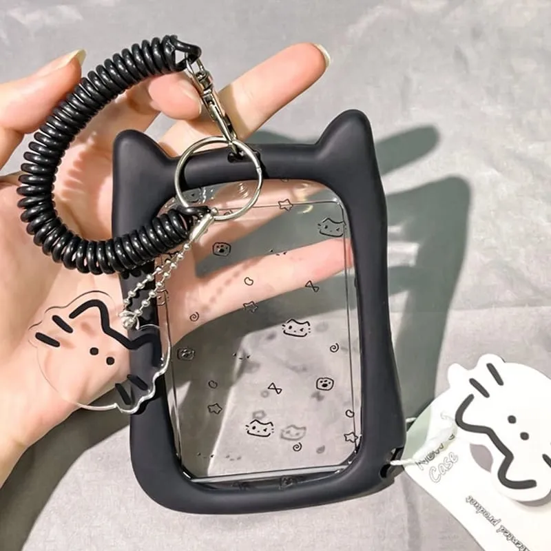 Cute Photocard Keychain Case - Clear PVC Card Holder with Key Ring for Backpack Protective Display Sleeve for Idol Photo Gift for Fans Collectors