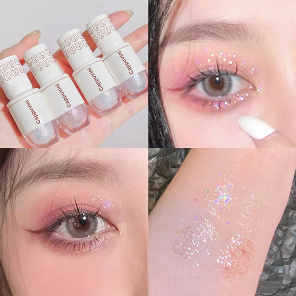 Cappuvini Liquid Eyeshadow High-Gloss Shiny Mermaid Pearl Tears Brightening Glitter Highlighter Quick Drying Eyeliner