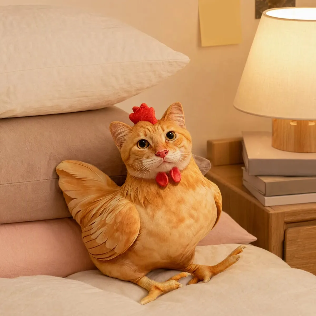 Cat Chicken Funny Novelty Plush Toy Stuffed Animal Sofa Pillow 3D Cushion Cute Kitten Doll Bedroom Decor