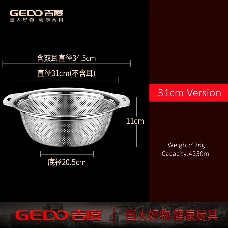 Chứng nhận LFGB Bồn rửa thoát nước nhà bếp bằng thép không gỉ 304 Đường kính 23cm ~ 31cm Rây lọc có lỗ nhỏ dày đặc — image 13