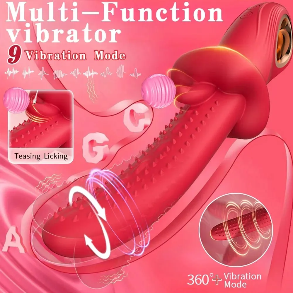 9 Modes Swinging Tongue Vibrator 3 in 1 G Spot Vagina Massager Clit Stimulator Masturbator Female Adults Sex Toys for Couples