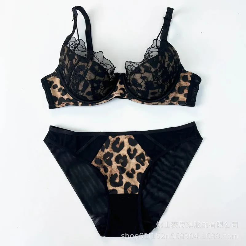 Leopard Bra Set Women Lace Sexy Lingerie Set Ladies Elegant Micro Bikini Thong Underwear Bra and Panty Set — image 8