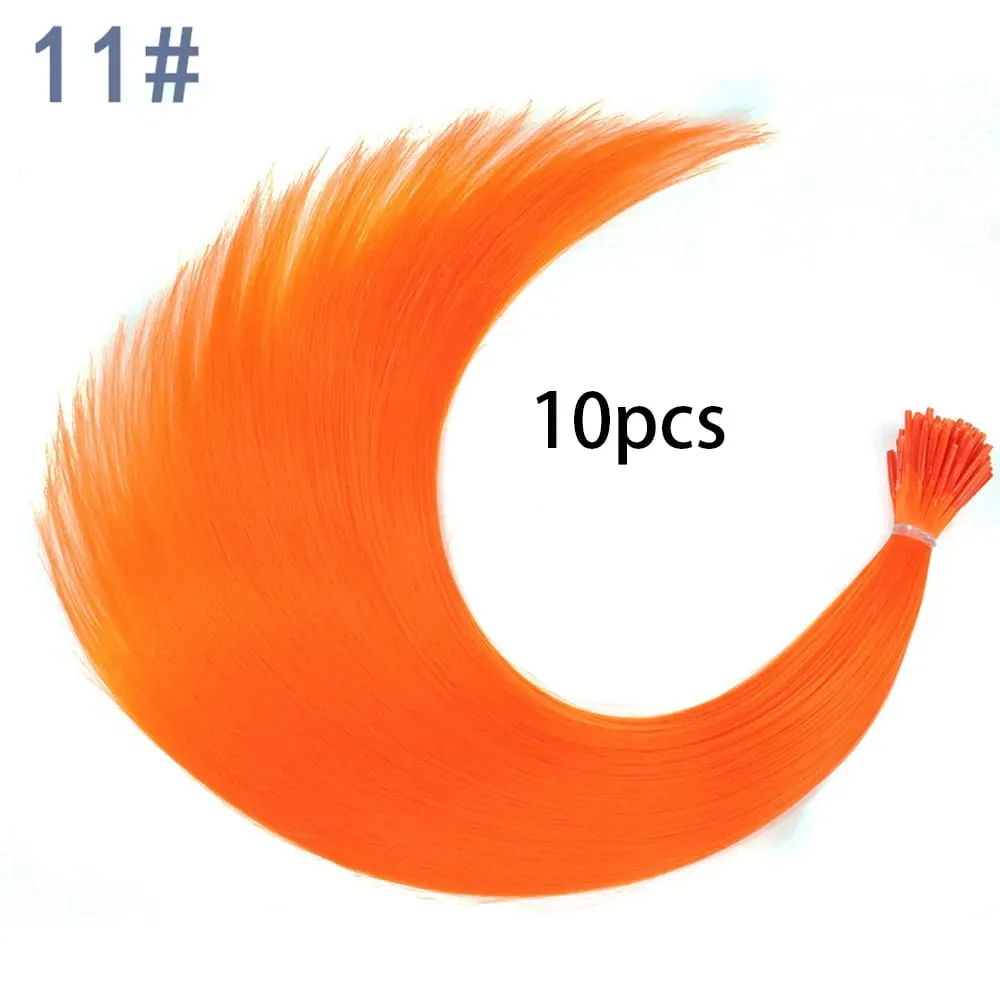 Estensioni per capelli sintetici colorati con punta I, capelli lisci, 16 pollici, per donne, ad alta temperatura, 10 fili/confezione di colori — image 19