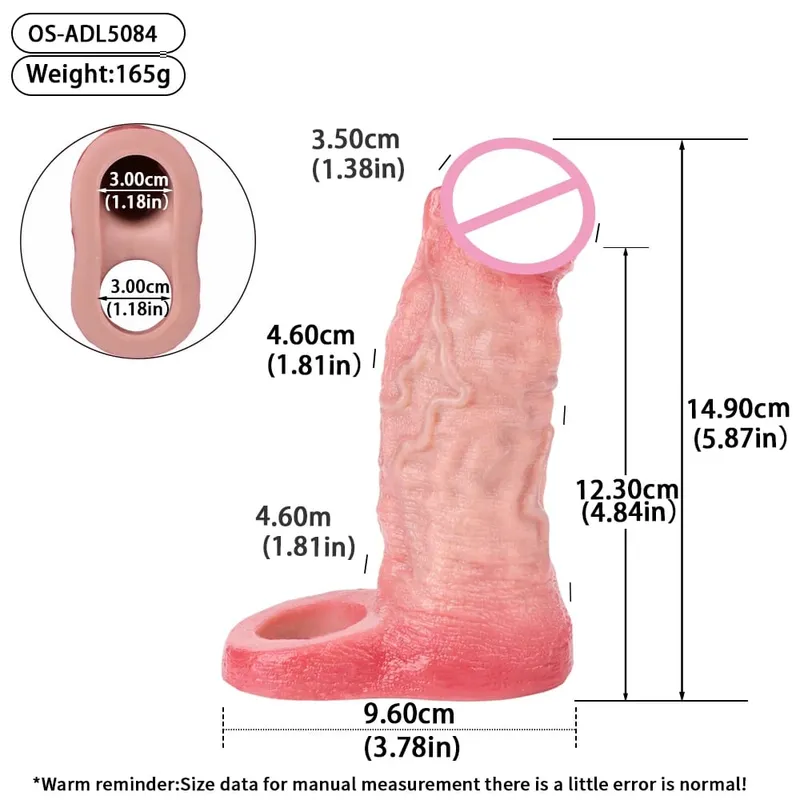 7.2in Realistic Penis Sleeve Reusable Penis Sleeve with Cock Ring Silicone Penis Enlarger Sleeve Male Adult Sex Toy for Men — image 19