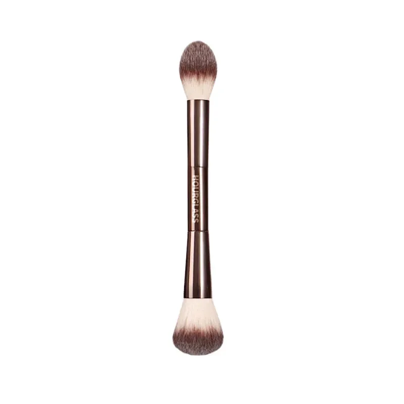 Single Makeup Brush Brown Synthetic Fiber Multi-Functional Powder Blush Brush Full Aluminum Handle Professional Makeup Tool 1 Pc
