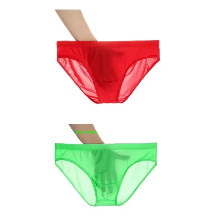 2PCS Ultra Thin Ice Silk กางเกง Plus ขนาด M-4XL สีทึบเยาวชนโปร่งแสงต่ำเอว Breathable เซ็กซี่ชายกางเกง