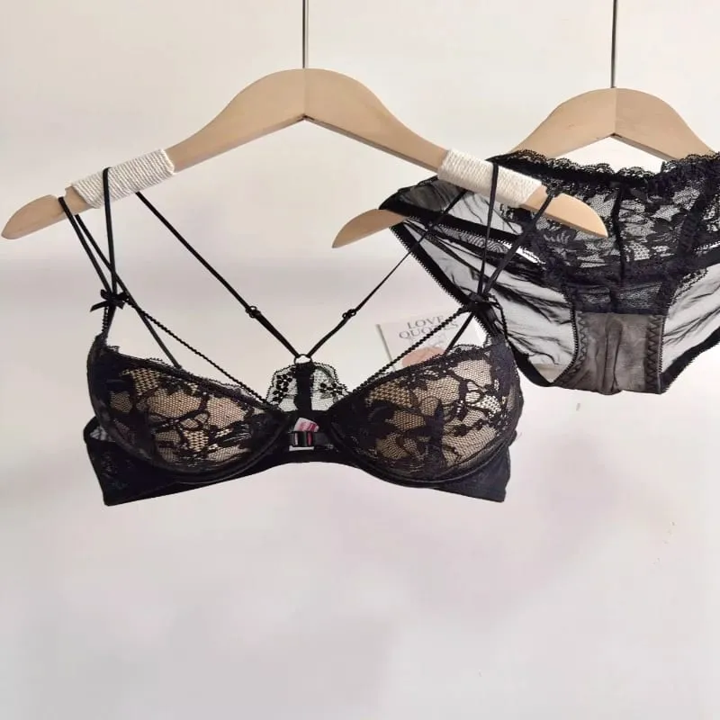 Conjunto de Lingerie Feminina com Fecho Frontal Sutiã Push-Up Sem Aro Com Bojo Fino Alças Delicadas Sexy e Requintado — image 2