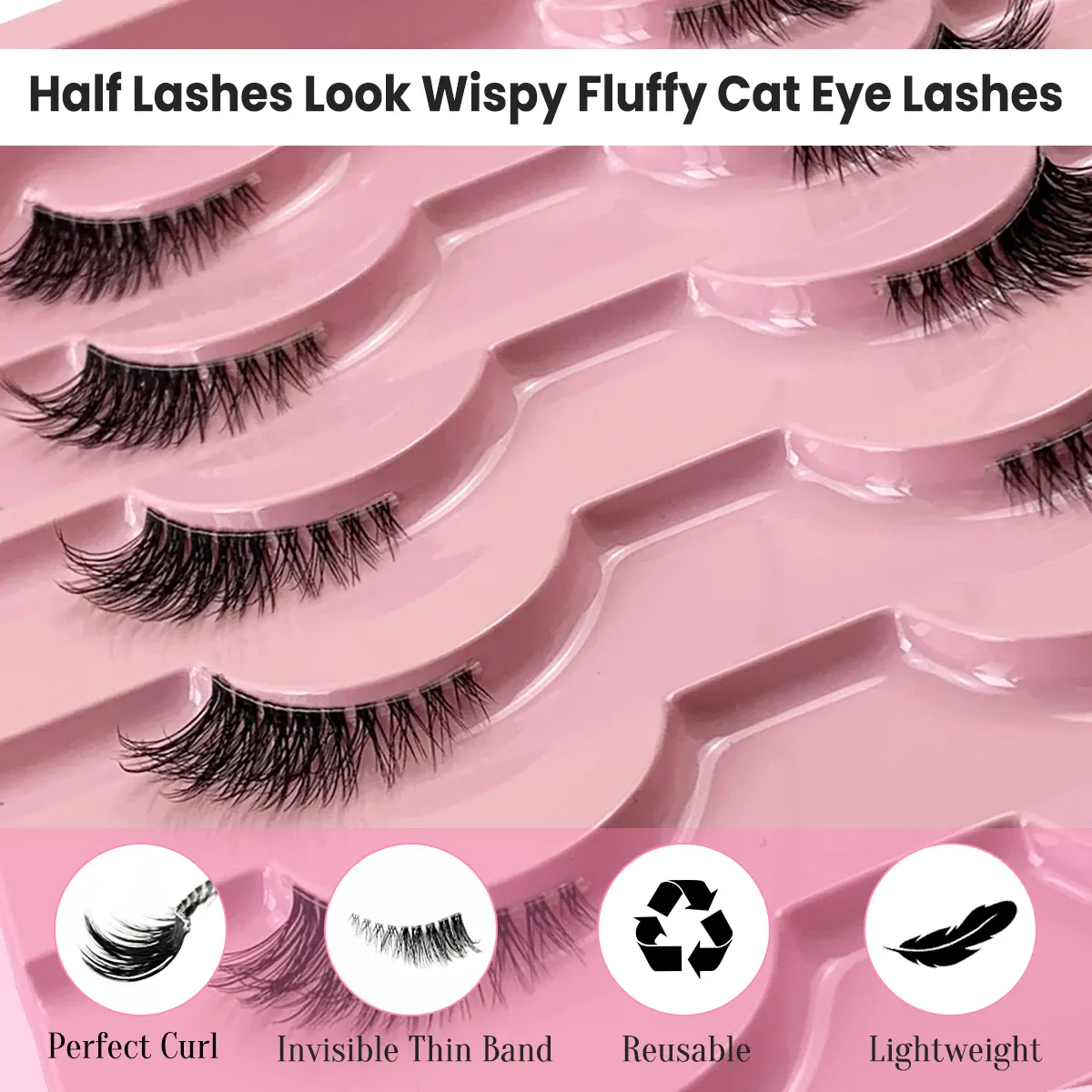 Black Eyelashes 10 Half Lashes Soft Natural Cat Eye Lashes Makeup Tool Extension Fluffy Faux Cils back-to-school season — image 6