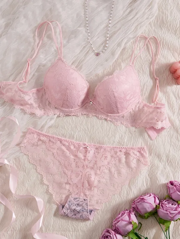 6-Piece Set Women's Underwear Set Sexy Patterned Lace Patchwork No Lining Comfortable Fitting Women's Push-Up Bra Sexy Lingerie — image 3