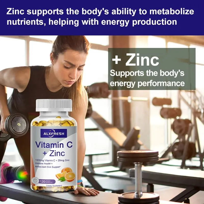 Alxfresh Vitamin C 1000 mg se zinkem 20 mg | Vitamínový doplněk stravy | Vegan bez GMO a bez lepku | pro Immune Support Caps