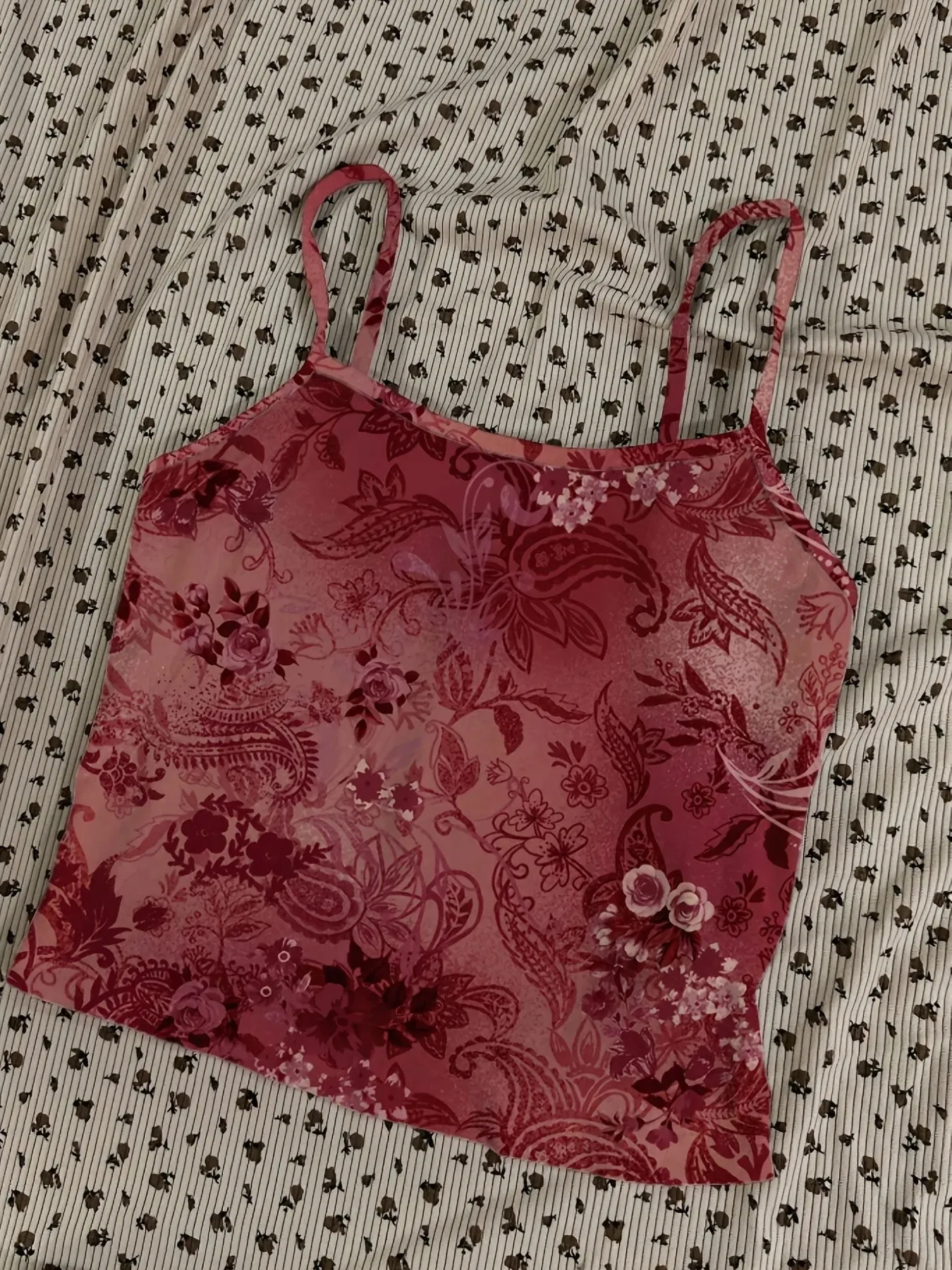Vintage Floral Pattern Red Sexy Vest Women's Short Top — image 6
