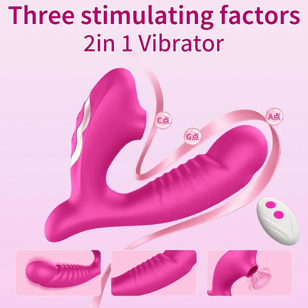 2 IN 1 Thrusting Sucking Vibrator for Women Vagina G-Spot 10 Modes Vibrating Nipple Clitoral Massager Sex Toy for Women Couple — image 3
