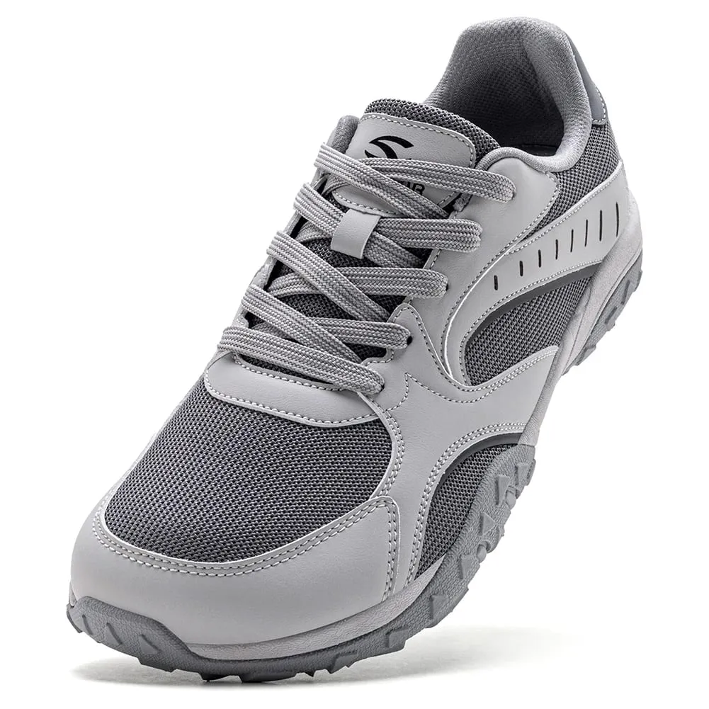 Unisex Wide Toe Hiking Sneakers Lace-Up Walking Shoes Outdoor Travel Artificial Leather Mesh Minimalist Sneakers