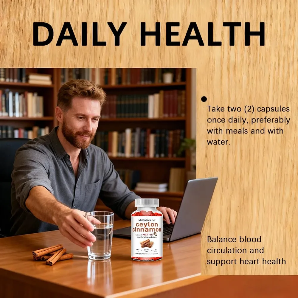 Organic Ceylon Cinnamon Capsules 600mg High Potency Supports Antioxidant Immune Energy Heart Joint Bone & Digestive Health — image 5