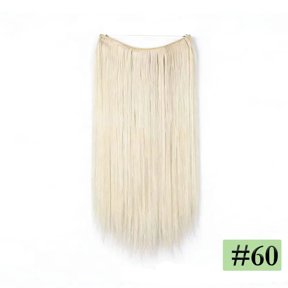 22" Long Straight Invisible Halo Hair Extensions 120g/pc 27-613 Blonde Synthetic Fish Hair Pieces Ombre Brown Wire Clip In Hair — image 16
