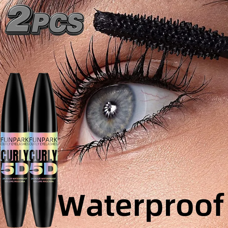 2pcs 5D Eye Black Mascara À Prova D 'Água Alonga Cílios Extensão Rímel de Fibra de Seda Maquiagem de Olhos de Longa Duração para Mulheres Cosméticos Beleza Coreana — image 3