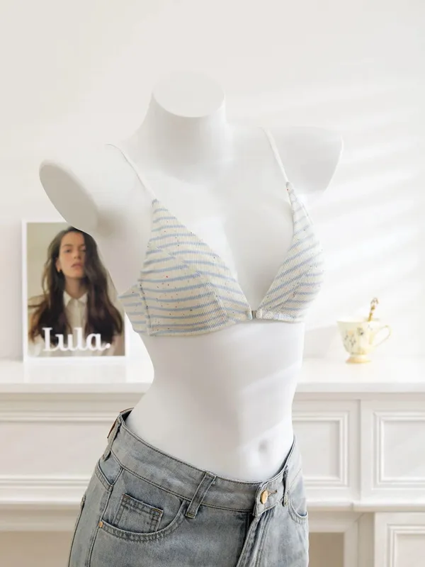 Women Front Closure Bra Set Summer Thin Light Cotton French Triangle Cup Backless Beauty Back Lingerie Suit For Small Chest S-XL — image 9