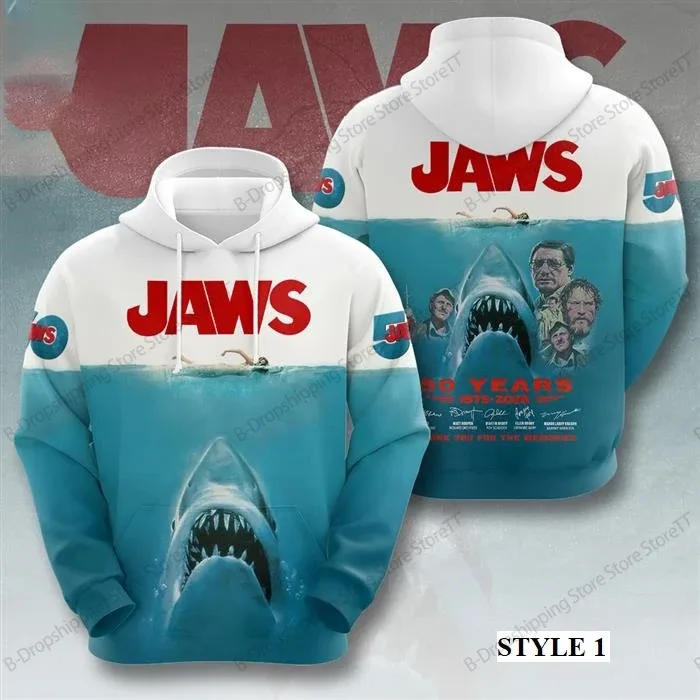 Men Hoodies Jaws Horror Film 3d Print Hoodie Men Women Fashion Hoodies Casual Hoodie Sweatshirt Shark Coat Sudadera Men Clothing — image 1